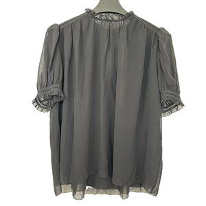 Wilfred Wuthering Smocked Chiffon Blouse Size S/P Black